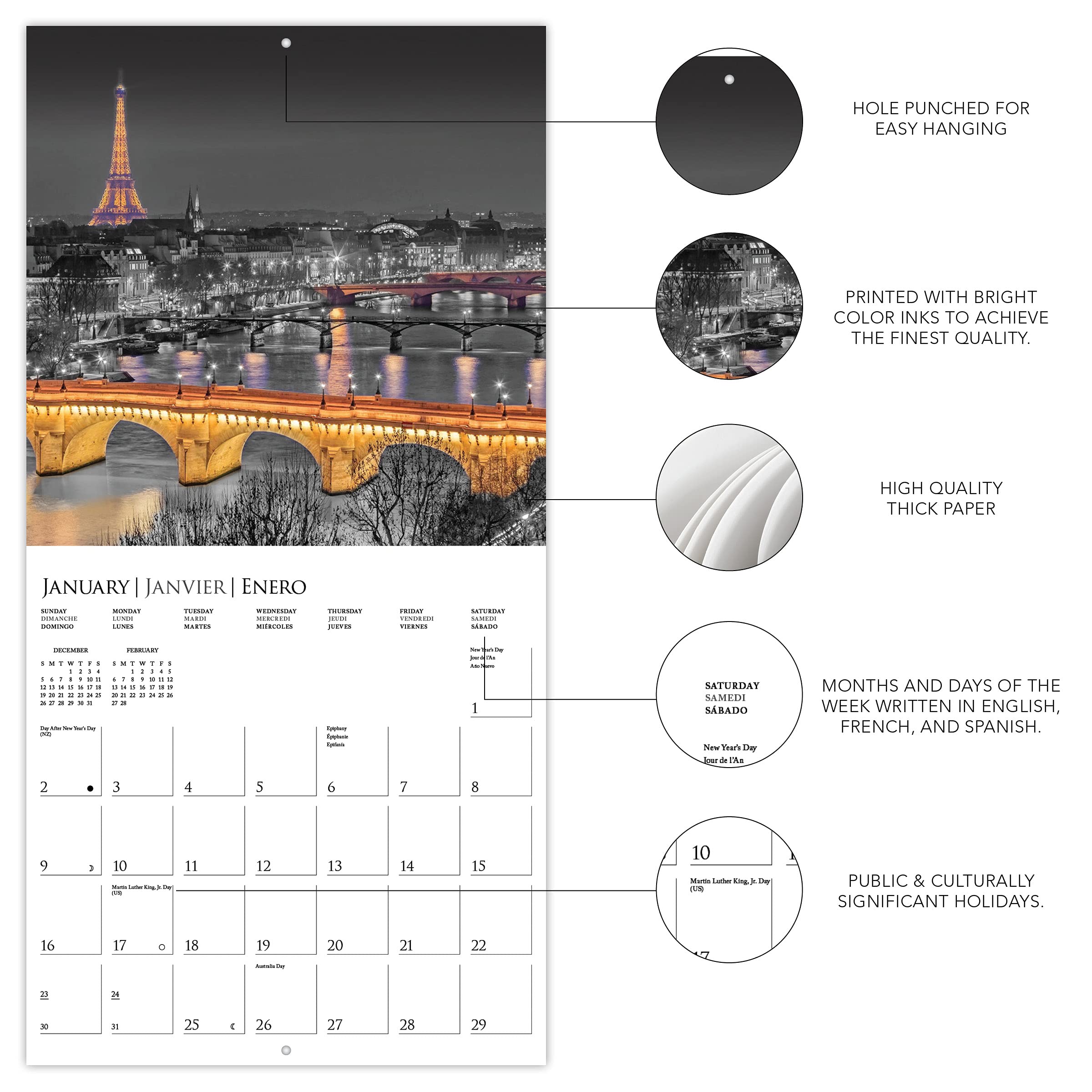 Graphique Calendário de parede Paris Glitz, calendário de parede